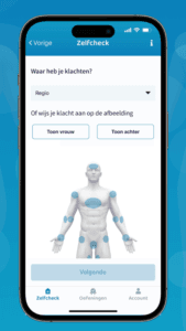 Fysio zelfcheck app screenshot
